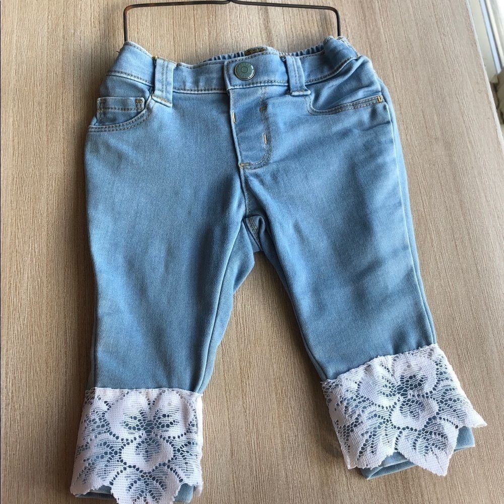 VTG Lace Baby Jeans Photo Shoot 3-6 mo.